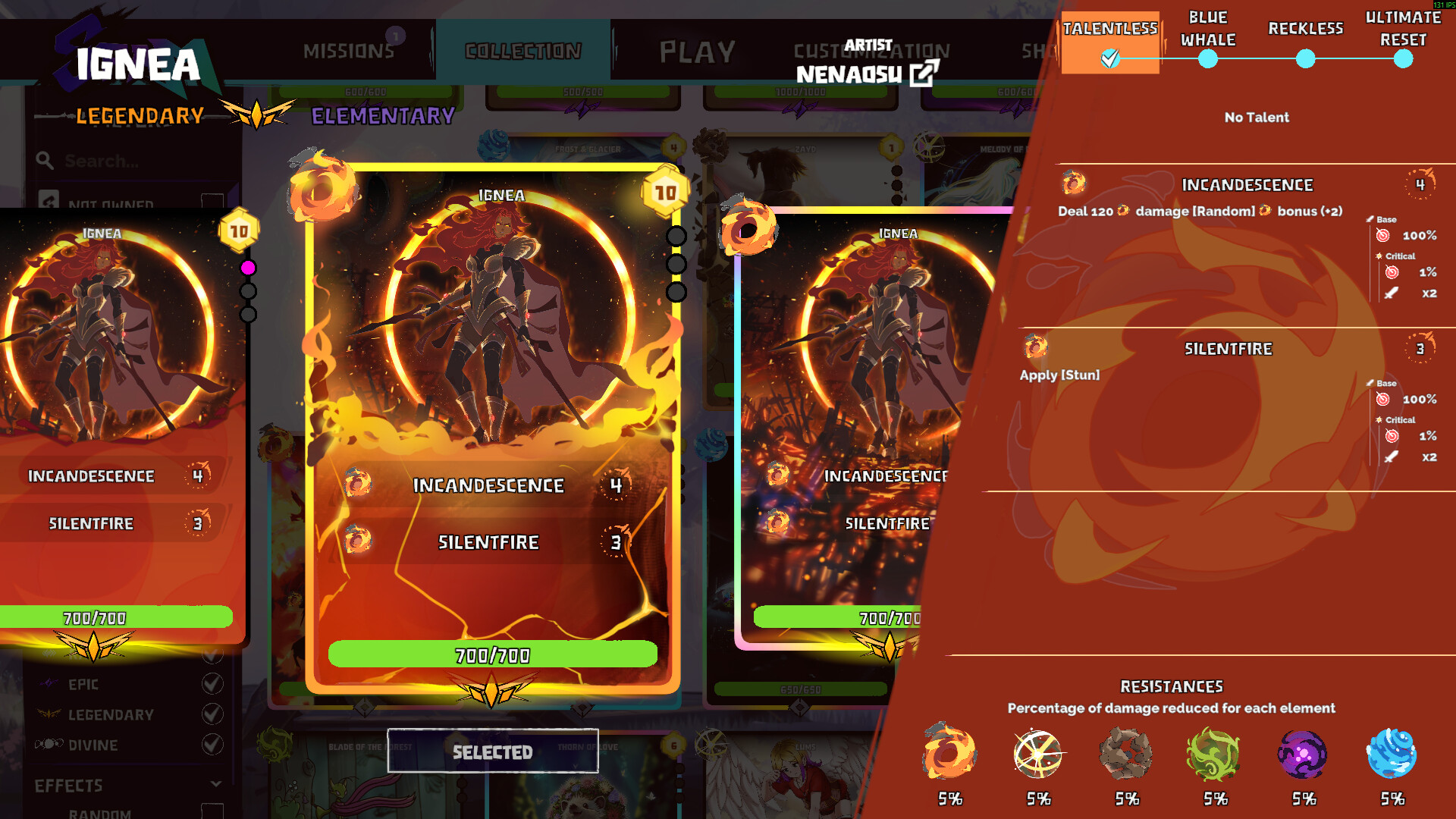 SPAM gameplay screenshot: Card collection and progression